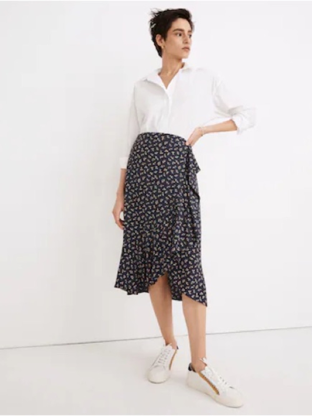 Madewell | Ruffle-Wrap Midi Skirt in Spring Fling